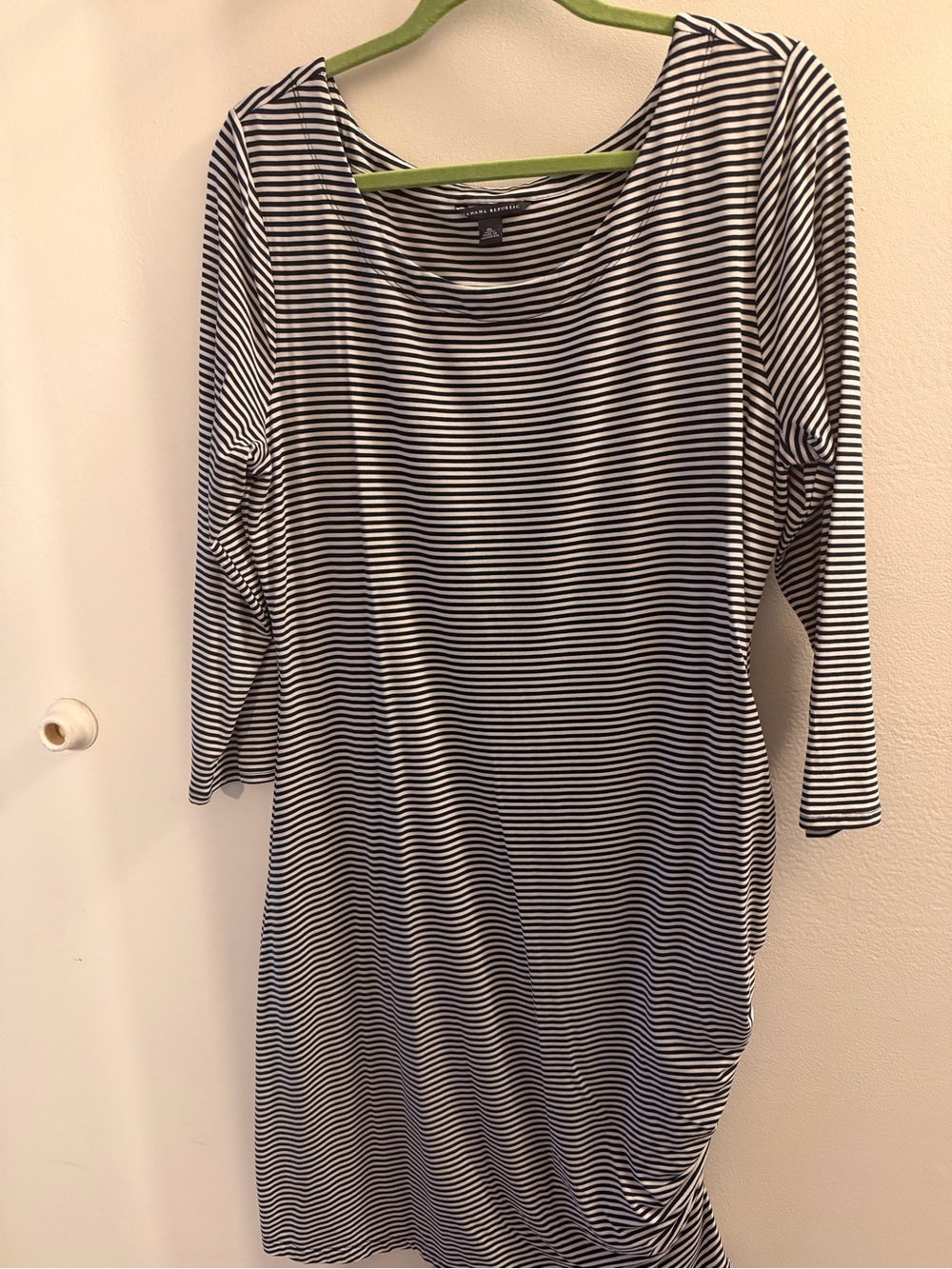 Banana Republic Black & White Striped Boatneck Long-Sleeve Dress